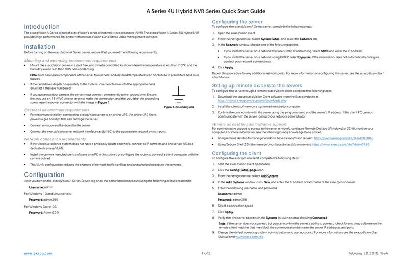 Exacq exacqVision A Series quick start guide