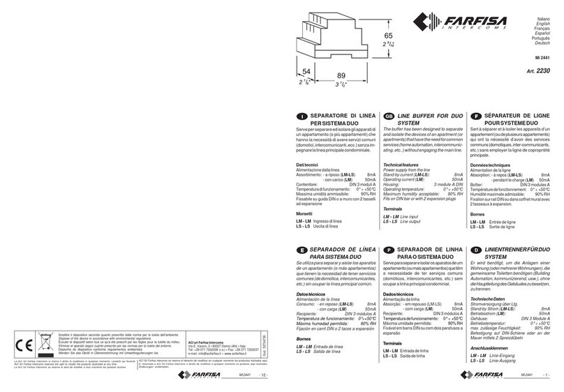 Farfisa 2230 installation manual