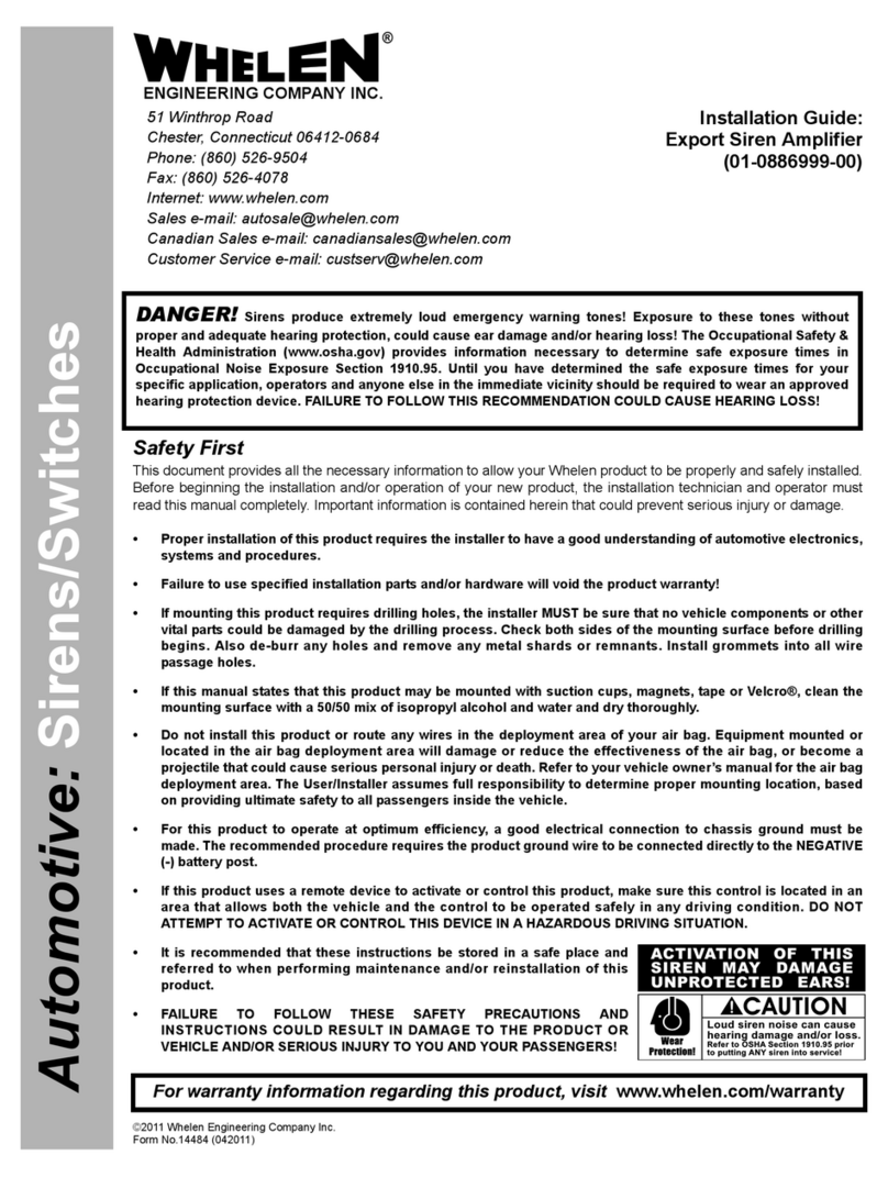Whelen Engineering Company 01-0886999-00 User manual