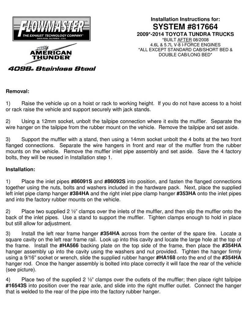Flowmaster American Thunder 817664 installation instructions