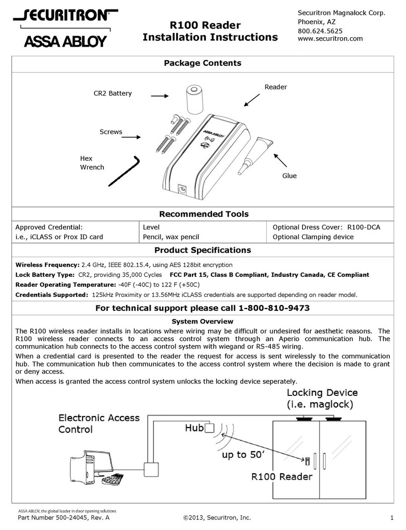 Assa Abloy Securitron R100 User manual