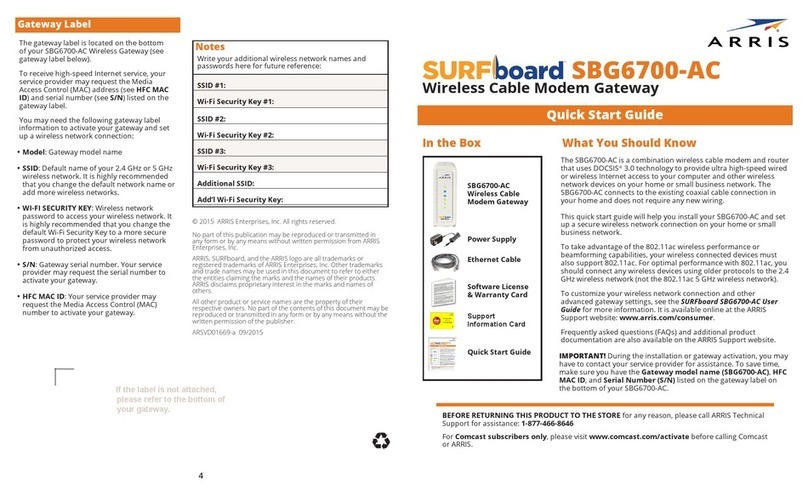 Arris SURFboard SBG6700-AC quick start guide