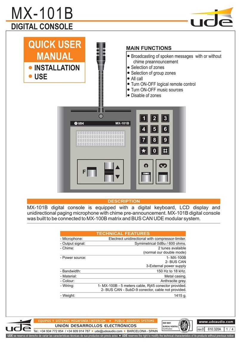 Ude MX-101B Quick user manual