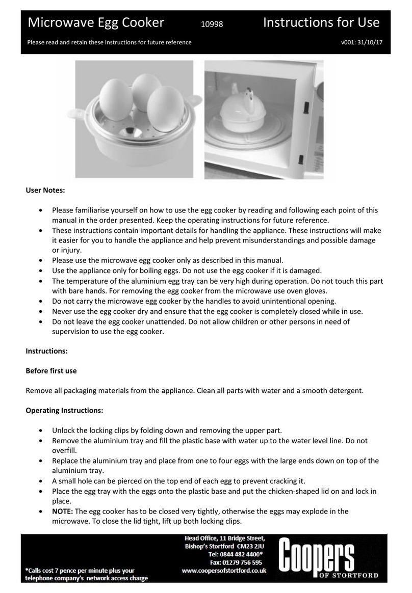 Coopers of Stortford Microwave Egg Cooker Instructions for use