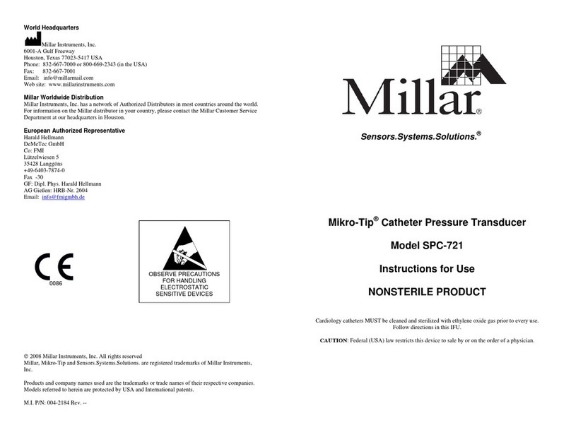Millar Mikro-Tip Catheter Pressure Transducer Instructions for use