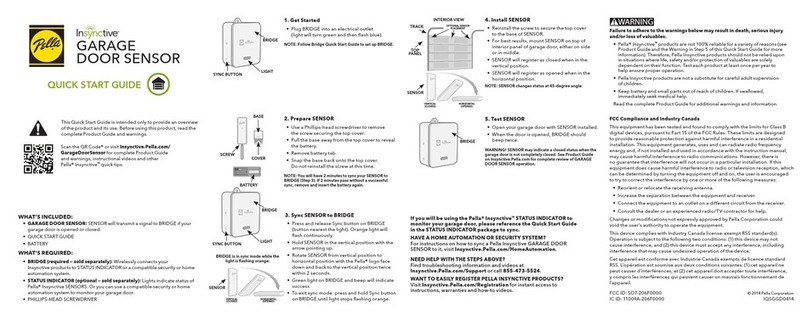 Pella Insynctive Garage Door Sensor quick start guide