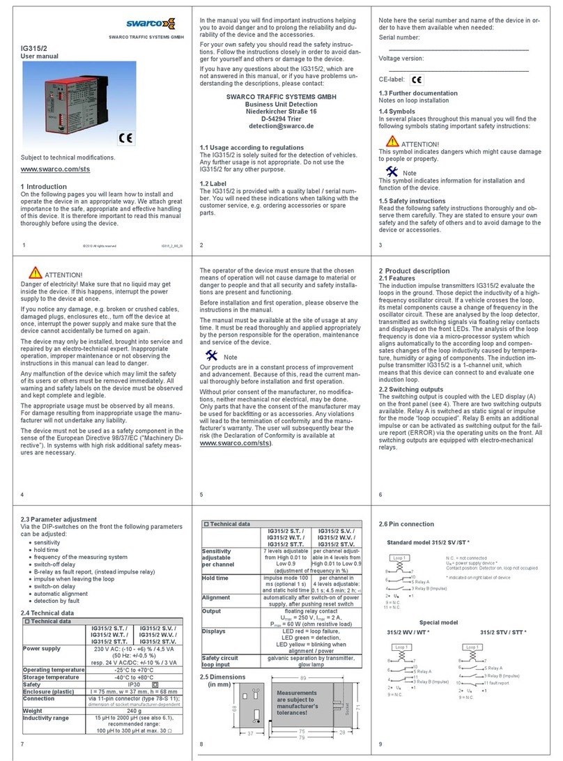 SWARCO IG315/2 User manual