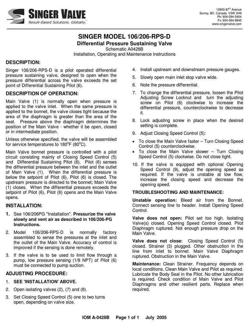 Singer Valve 106-RPS-D Installation, operating and maintenance instructions Singer Valve 106-RPS-D Installation, operating and maintenance instructions