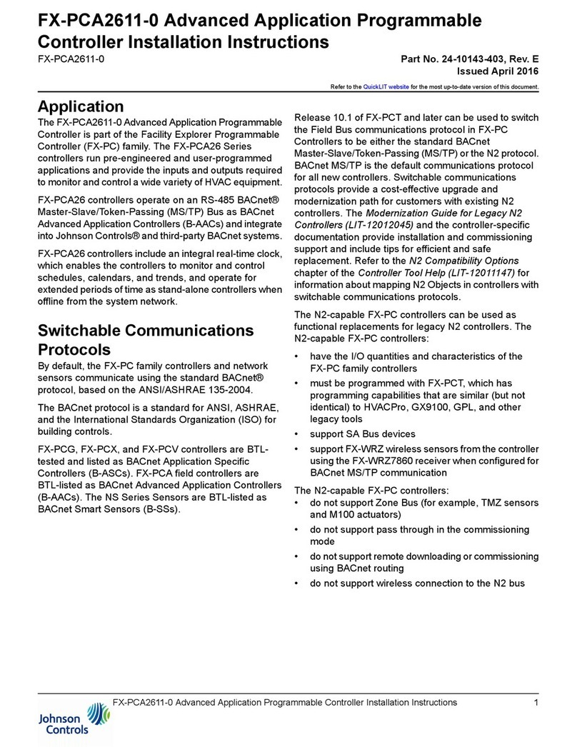Johnson Controls FX-PCA2611-0 User manual