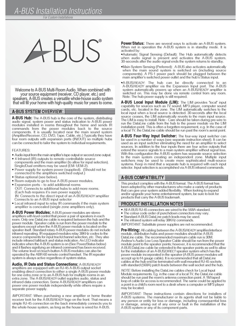 LeisureTech A-BUS installation instructions LeisureTech A-BUS installation instructions