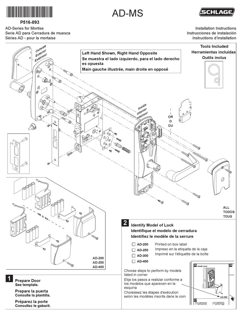 Schlage AD-250 installation instructions