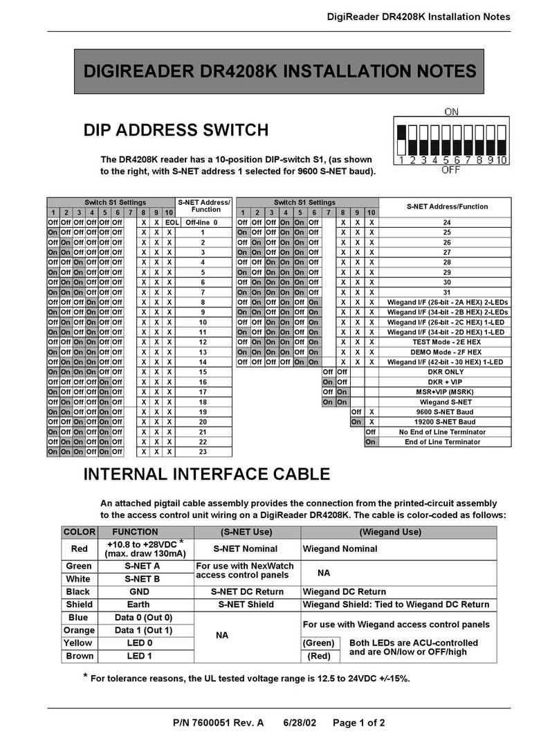 NexWatch DigiReader DR4208K Installation notes