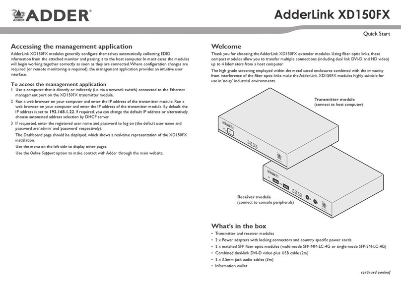 ADDER AdderLink XD150FX quick start