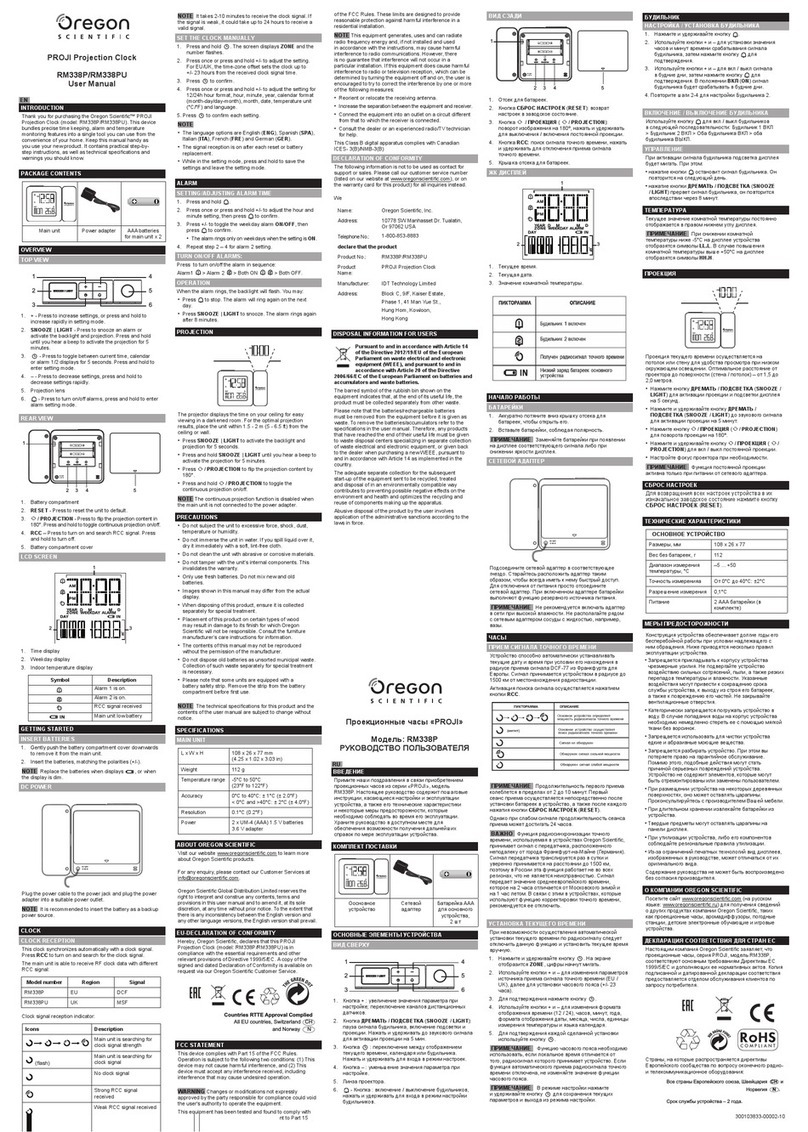 Oregon Scientific RM338P User manual Oregon Scientific RM338P User manual