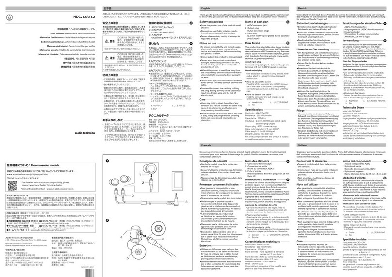 Audio Technica HDC212A/1.2 user manual