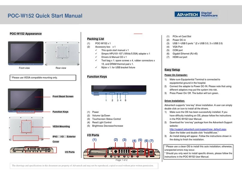 Advantech POC-W152 Quick start manual