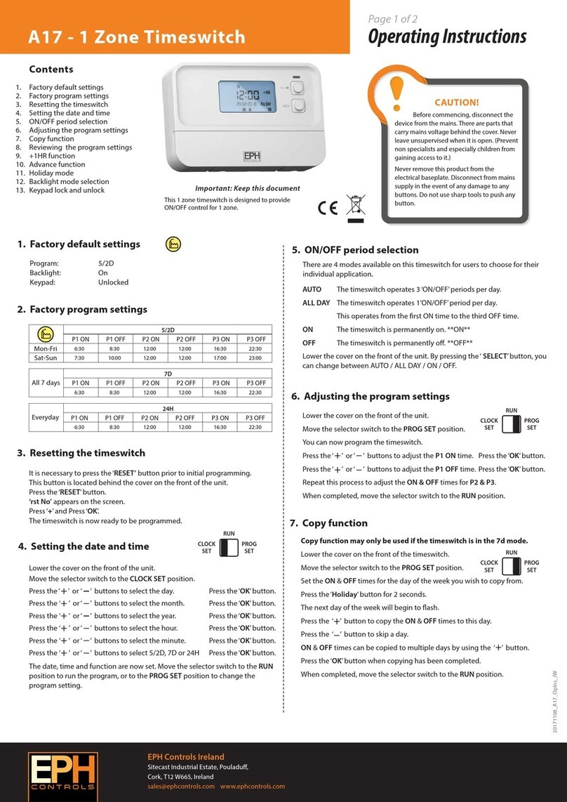 EPH Controls A17 User manual