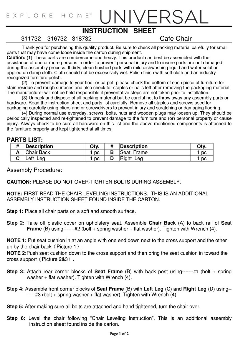 Universal Furniture Explore Home 311732 instruction sheet