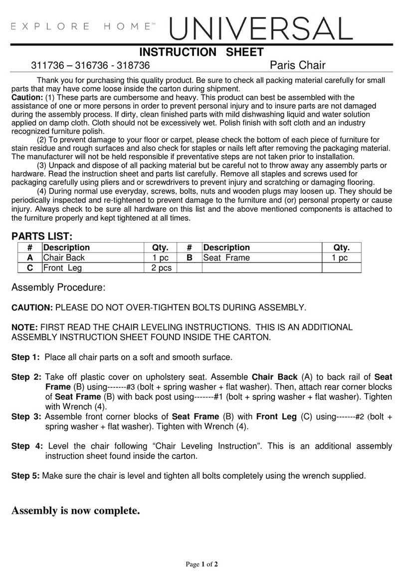 Universal Furniture Explore Home 311736 instruction sheet