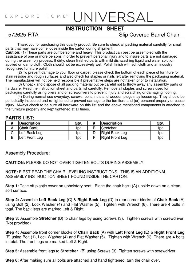 Universal Furniture Explore Home 572625-RTA instruction sheet Universal Furniture Explore Home 572625-RTA instruction sheet