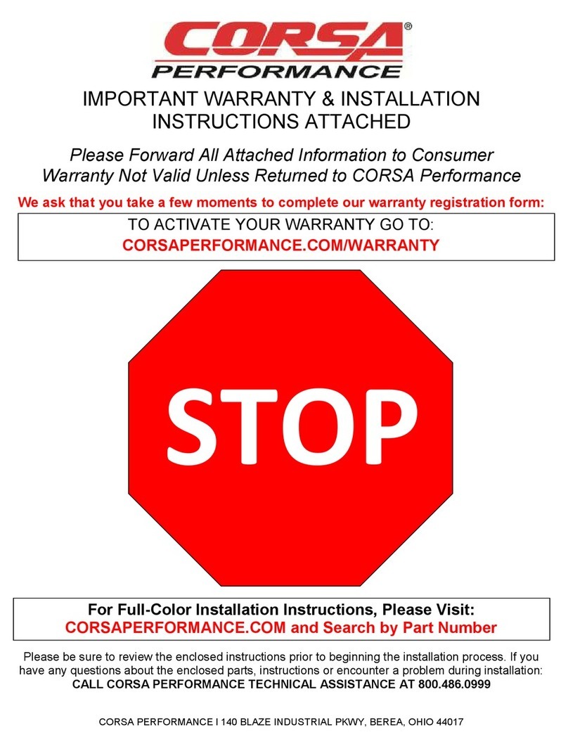 Corsa 49750 Warranty and Installation Instructions Corsa 49750 Warranty and Installation Instructions