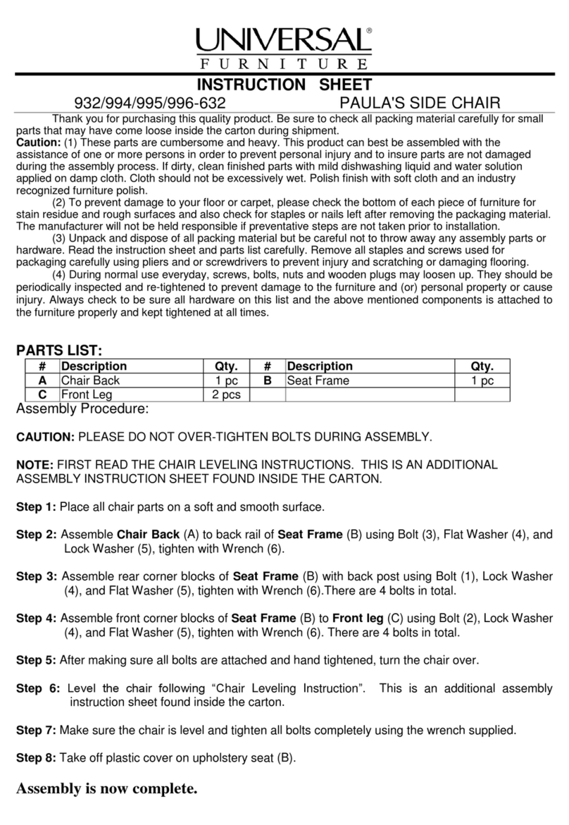 Universal Furniture Explore Home 932-632 instruction sheet Universal Furniture Explore Home 932-632 instruction sheet