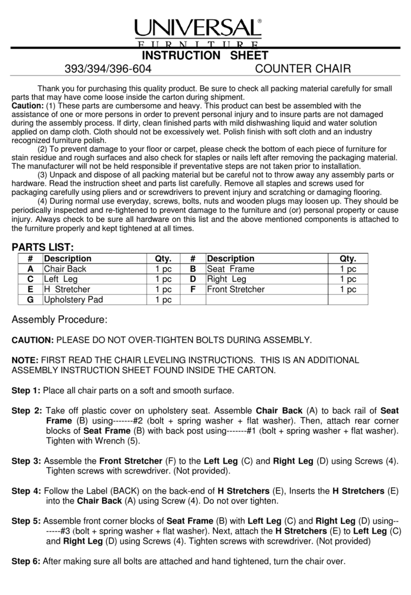 Universal Furniture 394-604 instruction sheet