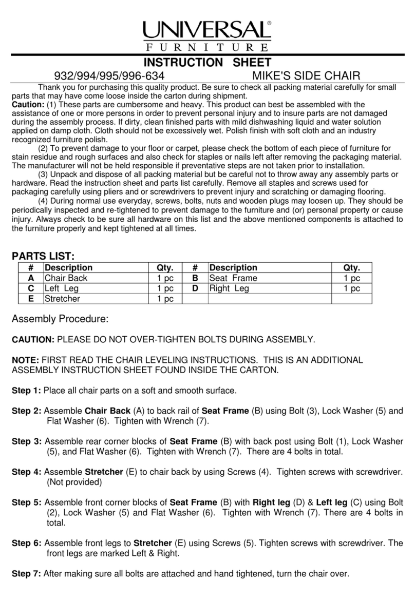 Universal Furniture Explore Home 932-634 User manual Universal Furniture Explore Home 932-634 User manual