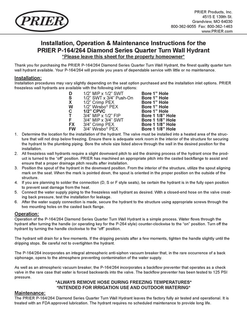 Prier P-164/264 Installation, operation & maintenance instructions