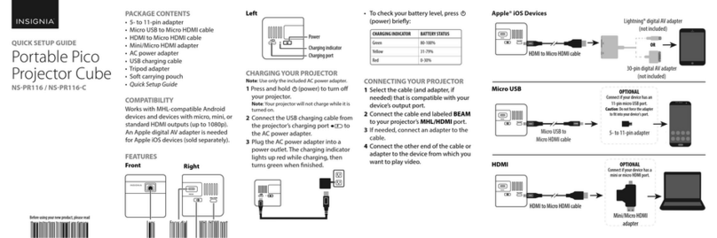 Insignia Portable Pico Projector Cube Quick setup guide