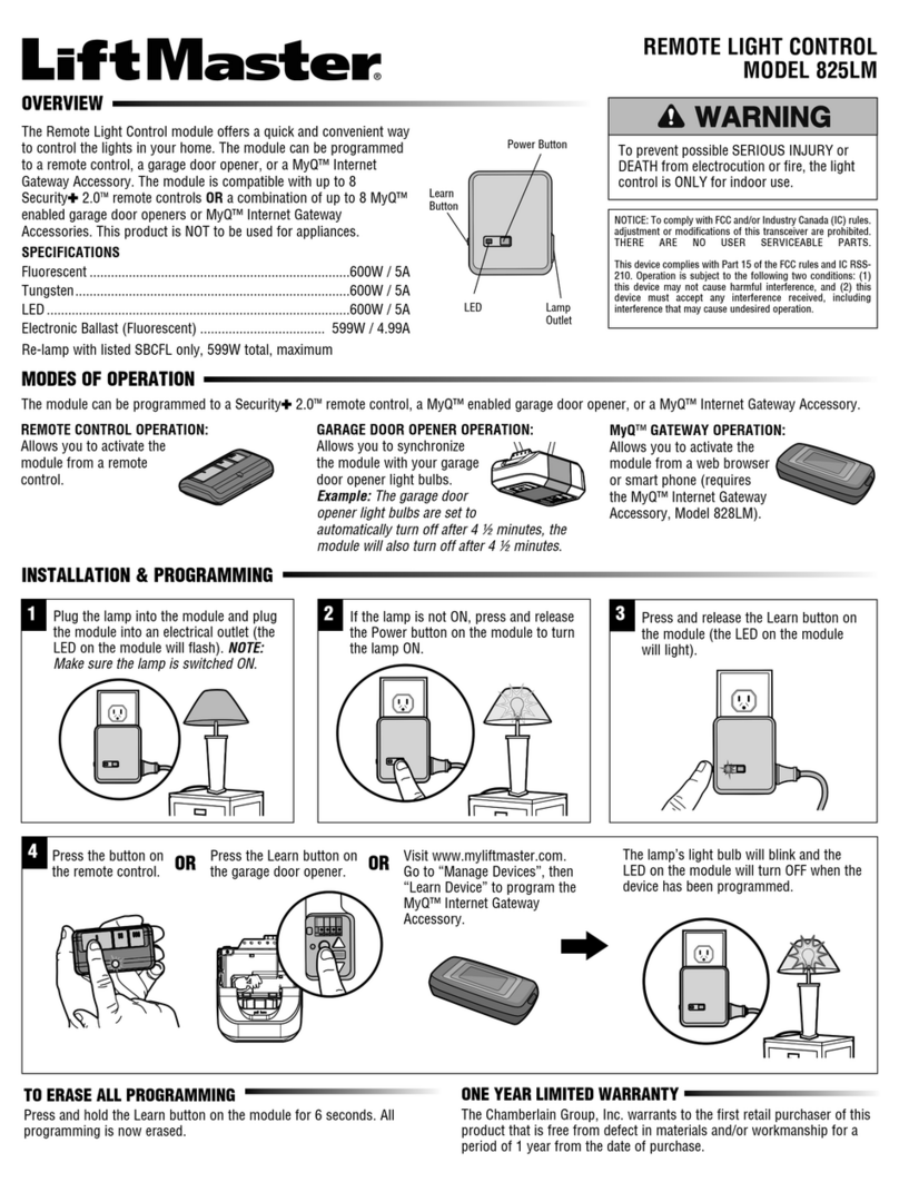 Chamberlain 825LM User manual