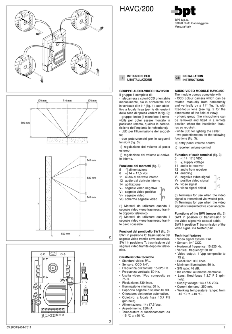 Bpt HAVC/200 installation instructions