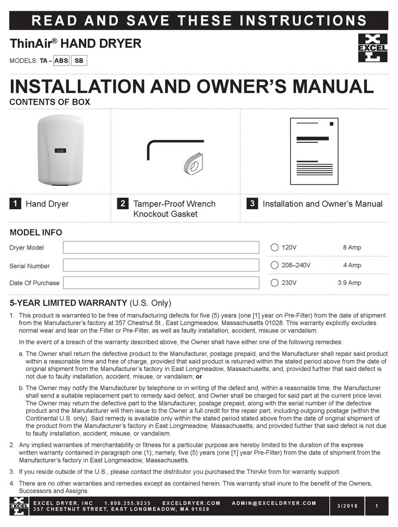 Excel Dryer ThinAir TA-ABS Installation instructions