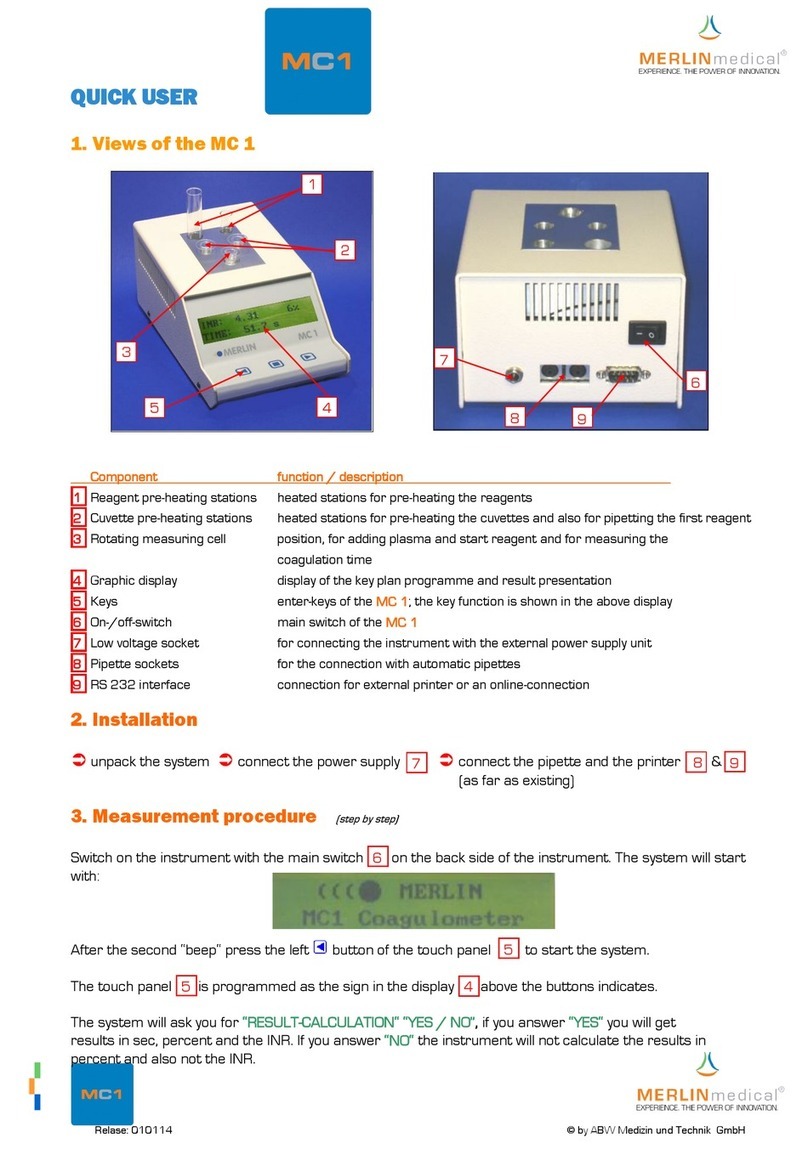 Merlin medical MC1 Quick user guide