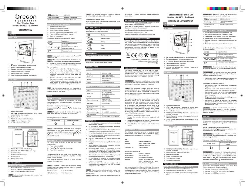 Oregon Scientific BAR800A User manual
