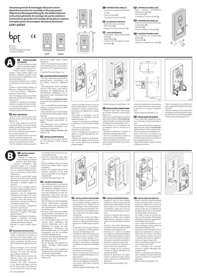 Bpt LC/01 General instructions