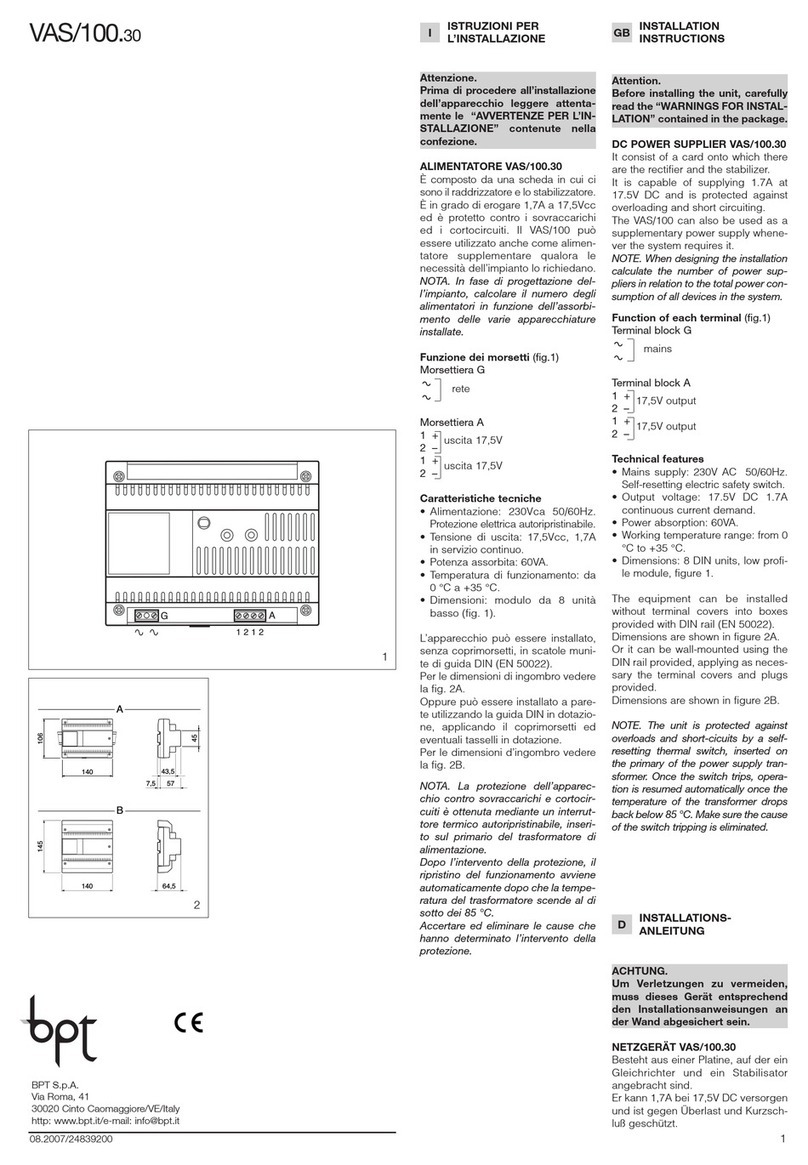 Bpt VAS/100.30 User manual