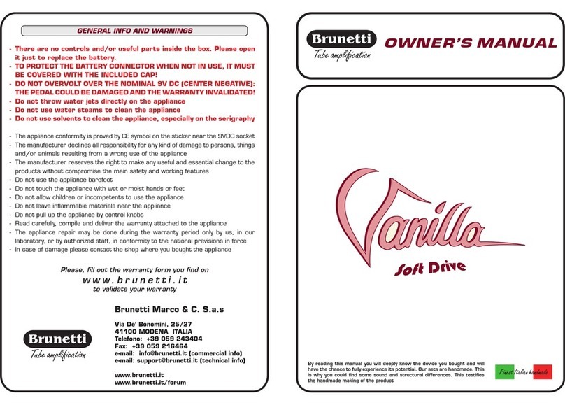 Brunetti Vanilla owner's manual