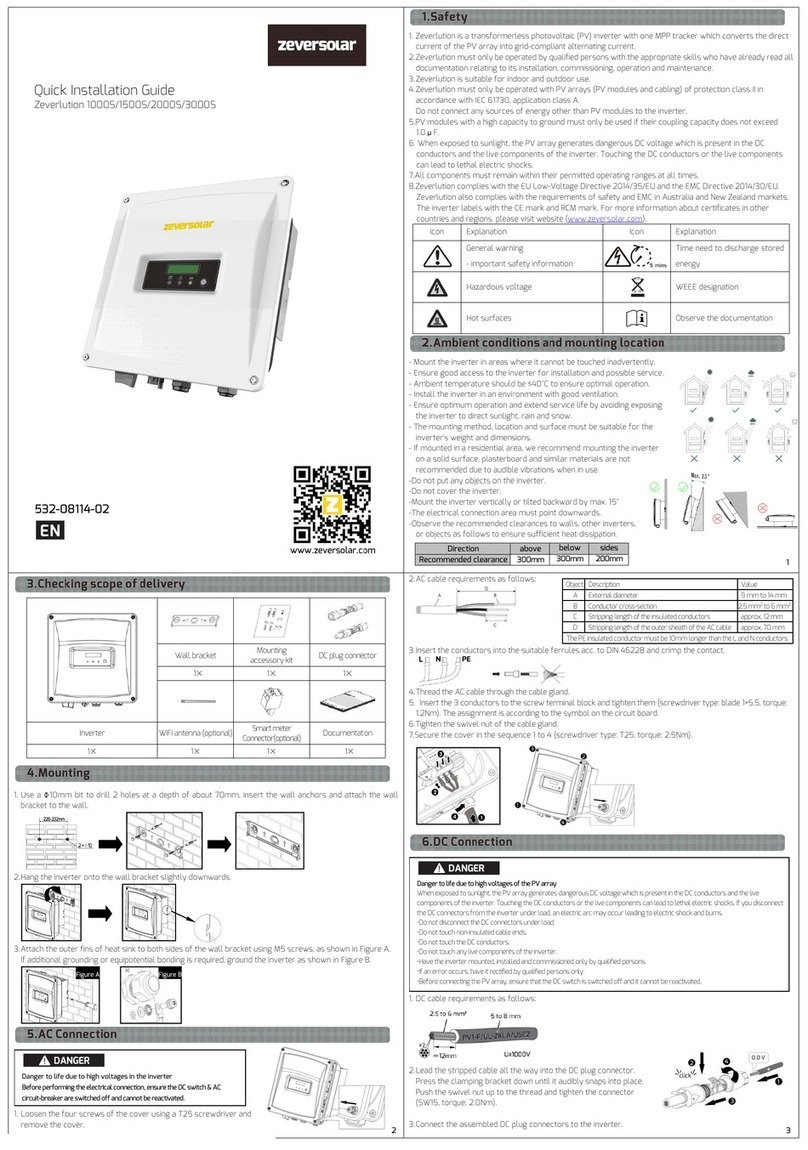Zeversolar Zeverlution 1000S Quick installation guide Zeversolar Zeverlution 1000S Quick installation guide