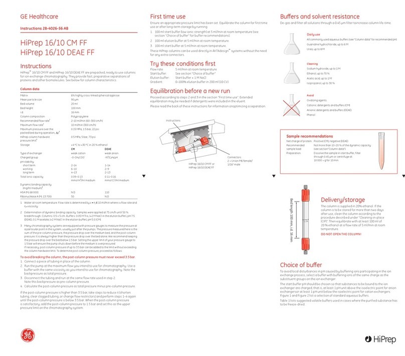 GE HEALTHCARE HiPrep 16/10 CM FF instructions