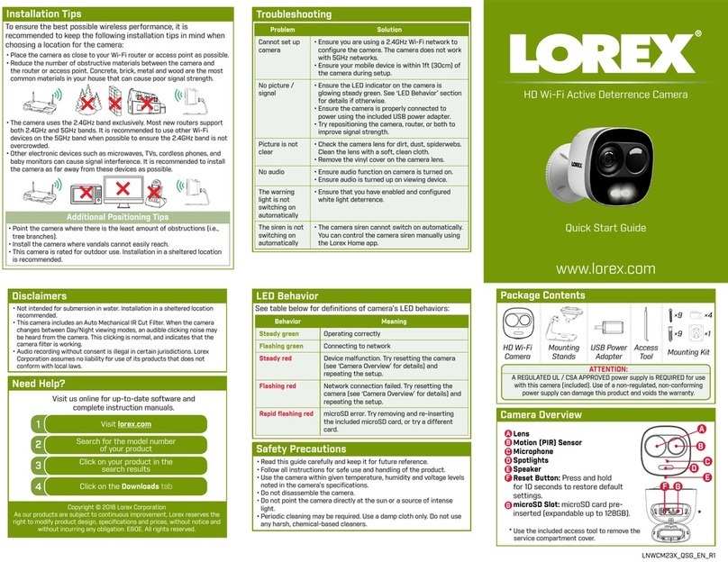 Lorex LNWCM23X User manual