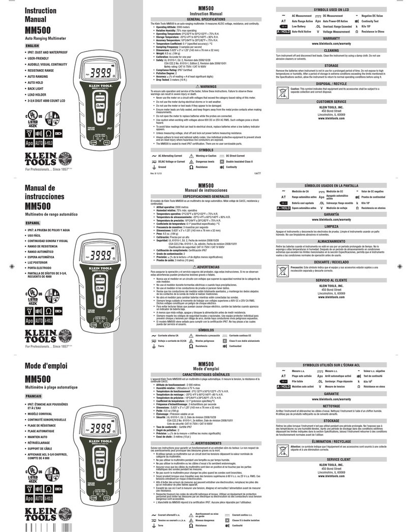 Klein Tools MM500 User manual