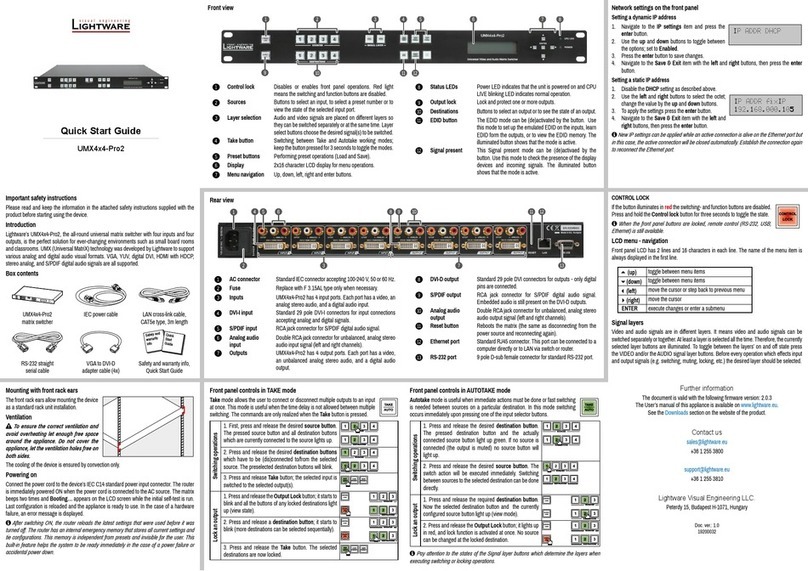Lightware UMX4x4-Pro2 User manual
