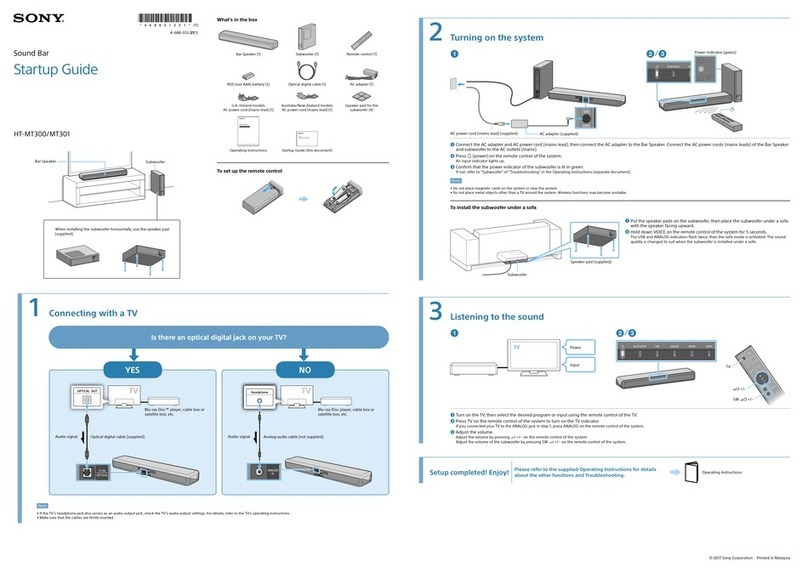 Sony HT-MT300 Startup guide