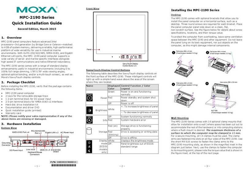 Moxa Technologies MPC-2190 Series Quick installation guide