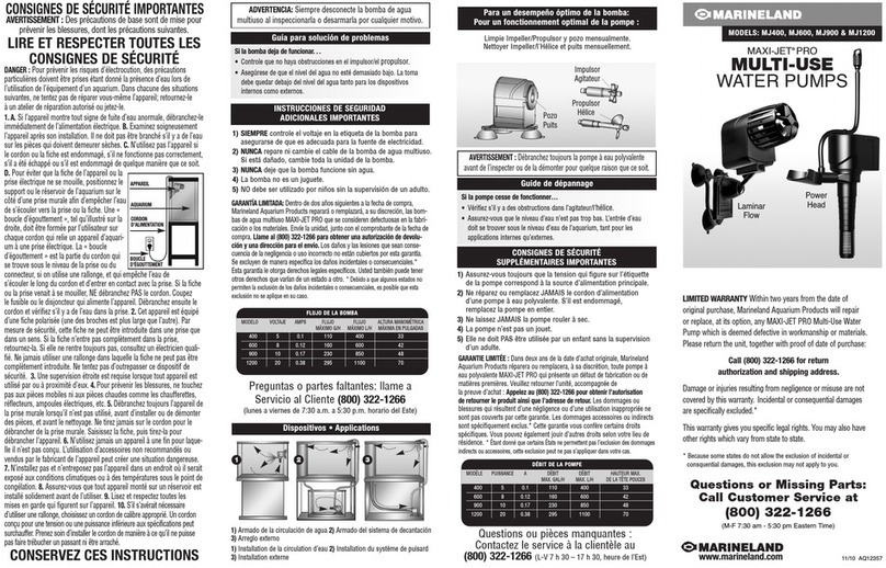 Marineland Maxi-Jet Pro MJ900 User manual