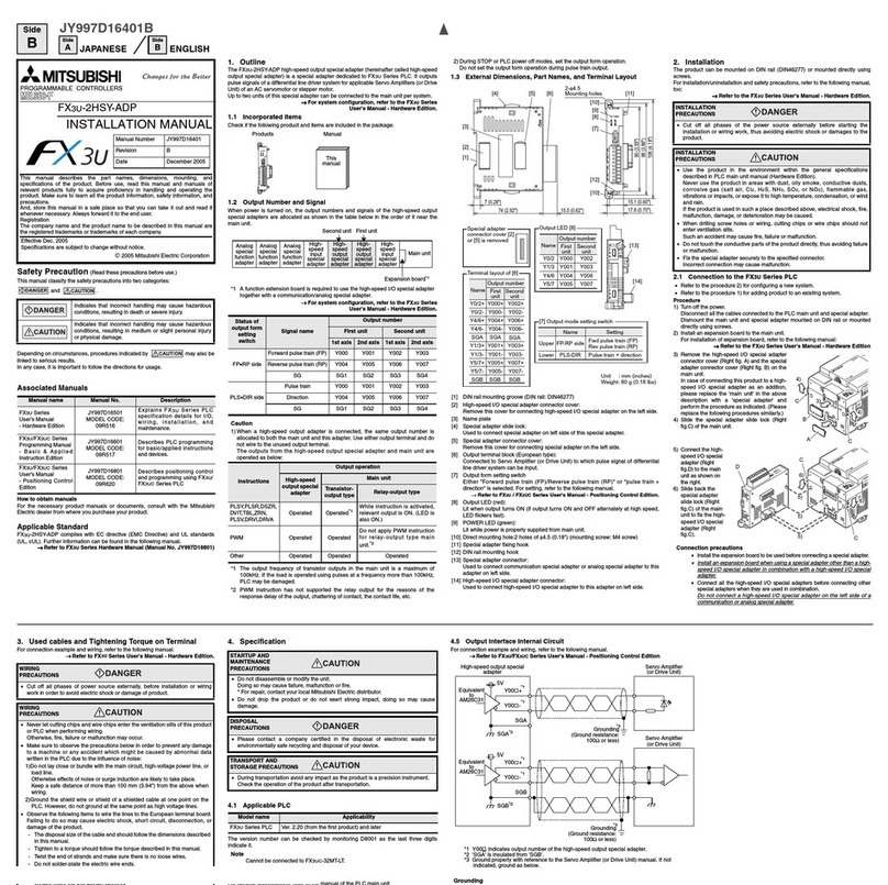 Mitsubishi FX3U-2HSY-ADP installation manual
