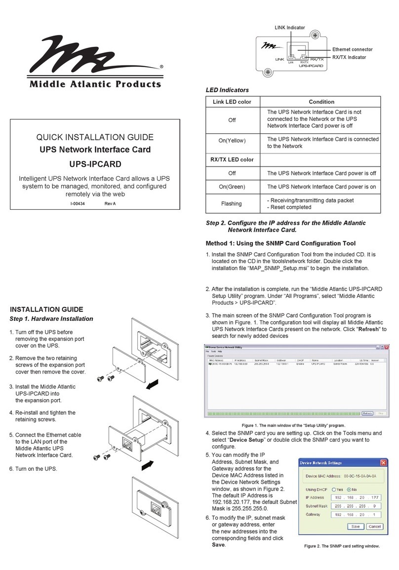 Middle Atlantic Products UPS-IPCARD User manual