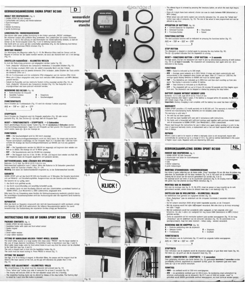 Sigma Sport BC 500 User manual