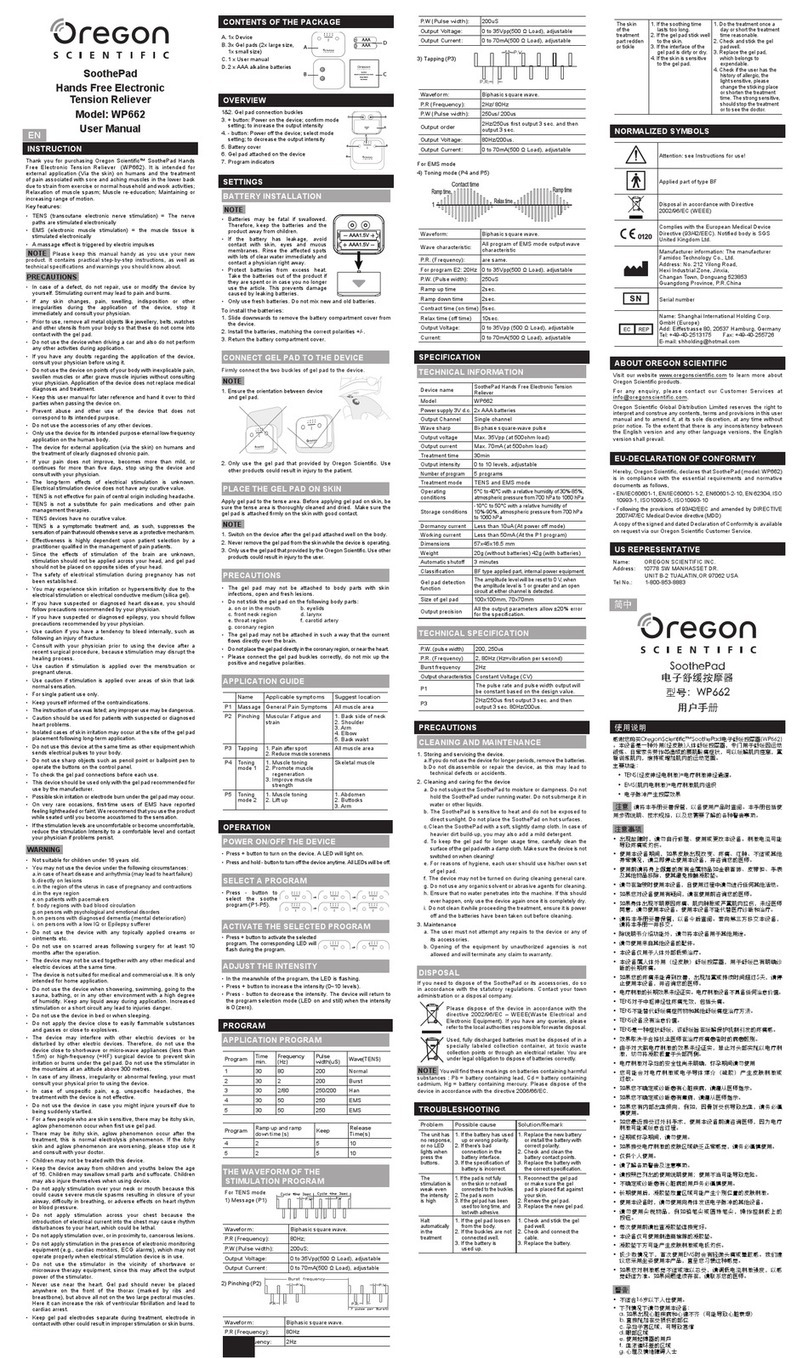 Oregon Scientific WP662 user manual